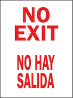 BRADY 38309 Safety Sign, Bilingual Warning, No Exit / No Hay Salida, 355.6 mm, 254 mm