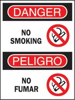 BRADY 38478 Safety Sign, Bilingual Warning, Danger No Smoking / Peligro No Fumar / with Pictogram, Aluminium
