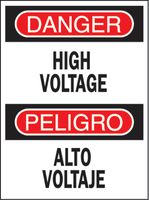 BRADY 38175 Safety Sign, Bilingual Warning, Danger High Voltage / Peligro Alto Voltaje, 355.6 mm, 254 mm