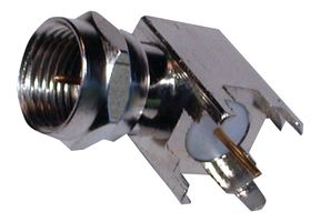 BOMAR INTERCONNECT 866B509 RF / Coaxial Connector, F Coaxial, Right Angle Plug, Through Hole Right Angle, 75 ohm, Brass