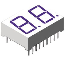 LUMEX LDD-C516RI 7 Segment LED Display, InfoVue, Red, 10 mA, 1.8 V, 13.3 mcd, 2, 14.22 mm