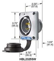 HUBBELL WIRING DEVICES HBL2315SW Power Entry Connector, 2P3W, L5-20, Flanged, Power Entry, 20 A, Grey