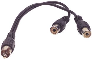 BRADY 65329 Audio / Video Cable Assembly, RCA/Phono Jacks (2), RCA/Phono Plug, 7.5 ", 191 mm, Black