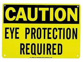 BRADY 22400 Safety Sign, Caution Eye Protection Required, 254 mm, 355.6 mm, Black on Yellow
