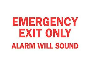 BRADY 22484 Safety Sign, Emergency Exit Only Alarm Will Sound, 254 mm, 355.6 mm