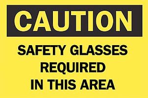 BRADY 22595 Safety Sign, Caution Safety Glasses Required In This Area, 254 mm, 355.6 mm, Black on Yellow