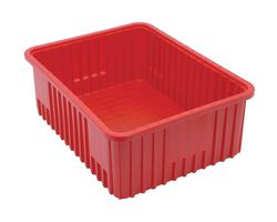 QUANTUM STORAGE DG93080RD Storage Bin, Red, 8 " x 22.5 " x 17.5 "