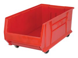 QUANTUM STORAGE QUS984MOBRD Storage Bin, Red, 11 " X 16.5 " X 29.875 "
