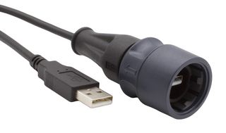 BULGIN LIMITED PXP6040/AA/5M00 USB Cable, 30V, 1A, Push-Twist, Type A Plug to Sealed Type A Plug, 5 m, 16.4 ft, USB 2.0, Black