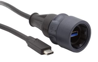 BULGIN LIMITED PXP6040/AC/5M00 USB Cable, 30V, 1A, Push-Twist, Type C Plug to Sealed Type A Plug, 5 m, 16.4 ft, USB 3.0, Black