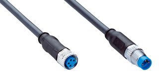 SICK YF8U14-060UA1M8U13 Sensor Cable, A Coded, M8 Receptacle, M8 Plug, 4 Positions, 6 m, 19.7 ft