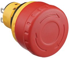 IDEC XA1E-BV4U01K-R Emergency Stop Switch, SPST-NC, Pushlock Turn Reset, Solder, 5 A, 250 V, 250 V
