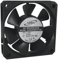 ADDA AD0612HB-D71GL DC Axial Fan, 12 V, Square, 60 mm, 15 mm, Ball Bearing, 15.82 CFM