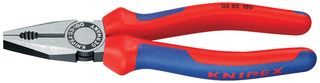 KNIPEX 03 02 180 Combination Pliers with Cutting Edges, Two Colour Dual Component Handles, 180mm