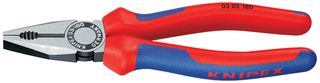 KNIPEX 03 02 200 Combination Pliers with Cutting Edges, Two Colour Dual Component Handles, 200mm