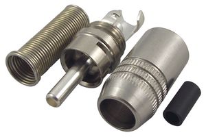 DELTRON COMPONENTS 330-0000 RCA (Phono) Audio / Video Connector, 2 Contacts, Plug, Nickel Plated Contacts, Metal Body, Natural