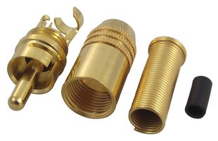DELTRON COMPONENTS 334-0000 RCA (Phono) Audio / Video Connector, 2 Contacts, Plug, Gold Plated Contacts, Metal Body, Natural