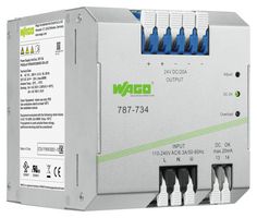 WAGO 787-734 AC/DC DIN Rail Power Supply (PSU), ITE, 1 Output, 480 W, 24 VDC, 20 A