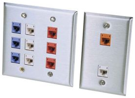HUBBELL WIRING DEVICES SSF206 Switch Accessory, SSF Stainless Steel Plate, 6-Gang Jacks
