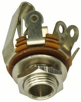 SWITCHCRAFT/CONXALL 13B Phone Audio Connector, 3 Contacts, Jack, 1/4 ", Panel Mount, Nickel Plated Contacts, Metal Body