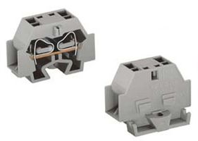 WAGO 262-331 DIN Rail Mount Terminal Block, 2 Positions, 28 AWG, 12 AWG, 4 mm², Clamp, 32 A