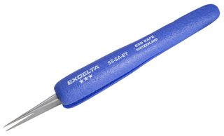 EXCELTA SS-SA-ET Tweezer, ESD, Precision, Straight, Pointed, Stainless Steel, 5.5 "