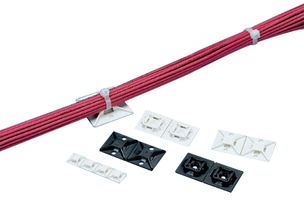 PANDUIT ABM3H-AT-L Cable Tie Mount, 4 Way Entry, Adhesive, White, Nylon 6.6 (Polyamide 6.6), 38.1 mm, 38.1 mm