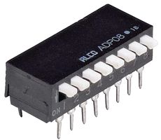 TE CONNECTIVITY ADP0804 DIP / SIP Switch, 8 Circuits, Piano Key, Through Hole, SPST, 24 V, 100 mA