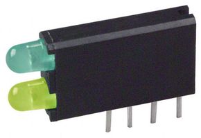 DIALIGHT 569-0112-300F Circuit Board Indicator, Green, Yellow, 2 LEDs, Through Hole, T-1 (3mm), Y 10mA, G 10mA
