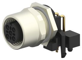 TE CONNECTIVITY T4145015051-001 Sensor Connector, M12, Receptacle, 5 Contacts, PCB Socket, Right Angle Panel Mount