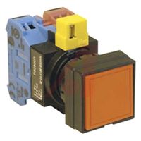IDEC HW2B-M1F10-B Industrial Pushbutton Switch, HW Series, 22.3 mm, SPST-NO, Momentary, Square, Black