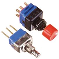 APEM 13445A9GX768 Pushbutton Switch, 13000 Series, 12 mm, DPDT, On-(On), Round Plunger, Black