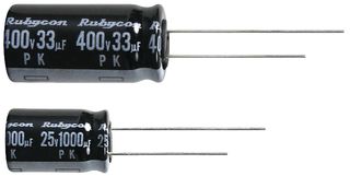 RUBYCON 100PK220MEFC12.5X20 Electrolytic Capacitor, Miniature, 220 µF, 100 V, ± 20%, PC Pin, 2000 hours @ 85°C, Polar