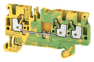 WEIDMULLER 1521670000 DIN Rail Mount Terminal Block, PE, 3 Positions, 28 AWG, 12 AWG, 2.5 mm², Push In