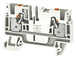 WEIDMULLER 2051290000 DIN Rail Mount Terminal Block, 2 Positions, 26 AWG, 12 AWG, 4 mm², Push In, 32 A