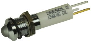 CML INNOVATIVE TECHNOLOGIES 1908025W LED Panel Mount Indicator, White, 12 V, 8 mm, 17 mA, 1 cd, IP67