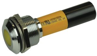 CML INNOVATIVE TECHNOLOGIES 19740132 LED Panel Mount Indicator, Yellow, 130 VAC, 19 mm, 6 mA, 400 mcd, IP67