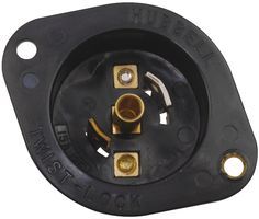 HUBBELL WIRING DEVICES HBL7595N Power Entry Connector, Electrical AC Power, 15 A, Black, Stainless Steel Body, 125 V