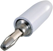 JOHNSON - CINCH CONNECTIVITY 108-0301-001 Banana Test Connector, Plug, Cable Mount, 15 A, 3.5 kV, Nickel Plated Contacts, White