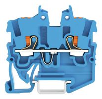 WAGO 2250-1204 DIN Rail Mount Terminal Block, Miniature, 2 Positions, 24 AWG, 16 AWG, 1 mm², Clamp, 13.5 A