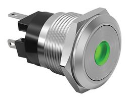EAO 82-4153.1233 Vandal Resistant Switch, 16mm, SPDT, 82 Series, Momentary Spring Return, Green