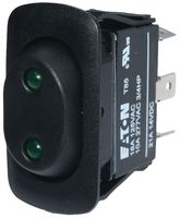 EATON XR3CG33NV1XX Rocker Switch, On-On, SPDT, Illuminated, Panel Mount, Green, XR Series