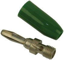 JOHNSON - CINCH CONNECTIVITY 108-0304-001 Banana Test Connector, Plug, Cable Mount, 15 A, 3.5 kV, Nickel Plated Contacts, Green
