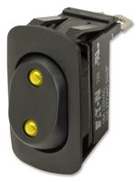 EATON XR3BG44NV1XX Rocker Switch, On-Off-On, SPDT, Illuminated, Panel Mount, Amber, XR Series