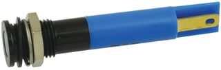 APEM Q8F1BXXB24E LED Panel Mount Indicator, Flush Bezel, Blue, 24 VDC, 8 mm, 20 mA, 4 mcd, IP67