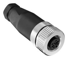 BANNER ENGINEERING BFW-M12F5-6X Sensor Connector, 22 AWG, BFW Series, M12, Female, 5 Positions, Screw Socket, Cable Mount
