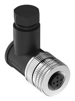 BANNER ENGINEERING BFW-M12F5A-6X Sensor Connector, 22 AWG, BFW Series, M12, Female, 5 Positions, Screw Socket, Cable Mount