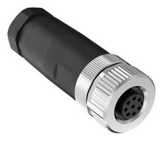 BANNER ENGINEERING BFW-M12F8-8X Sensor Connector, 22 AWG, BFW Series, M12, Female, 8 Positions, Screw Socket, Cable Mount