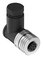 BANNER ENGINEERING BFW-M12F8A-8X Sensor Connector, 22 AWG, BFW Series, M12, Female, 8 Positions, Screw Socket, Cable Mount