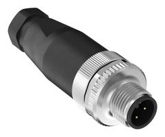 BANNER ENGINEERING BFW-M12M4-6X Sensor Connector, 22 AWG, BFW Series, M12, Male, 4 Position, Screw Pin, Cable Mount